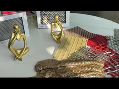 4mm Dia Woven Aluminum Metal Sequin Fabric Antiwear Decor Partition Cladding