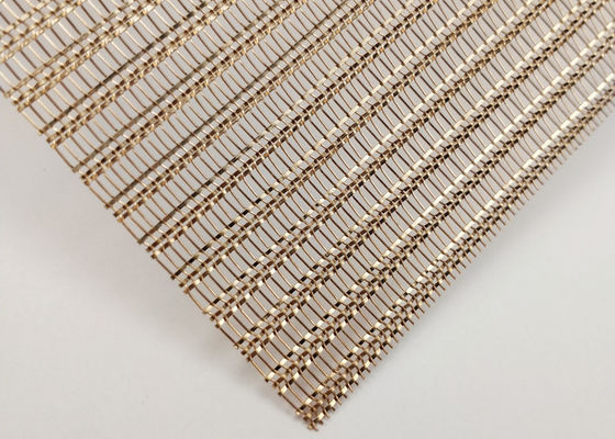 0.6mm Glass Laminated Wire Mesh Decorative Shine Bronze Copper Three Flat