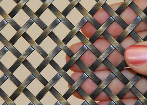 Antique Plated Brass Decorative Mesh 3.0m Stainless Steel Fabrics For Partitions