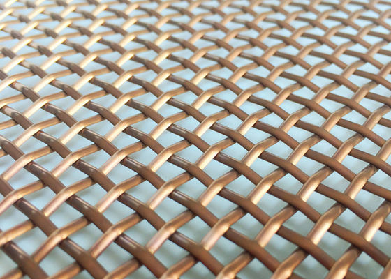 Stainless Steel Glass Laminated Wire Mesh Half Round Wire Copper Color For Tempered Glass