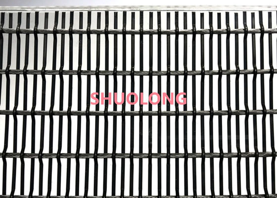 Black Color Glass Laminated Wire Mesh Flexible For Partition