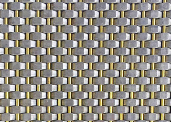 Brass Crimped SS Woven Wire Mesh Cladding Facade PVD Surface