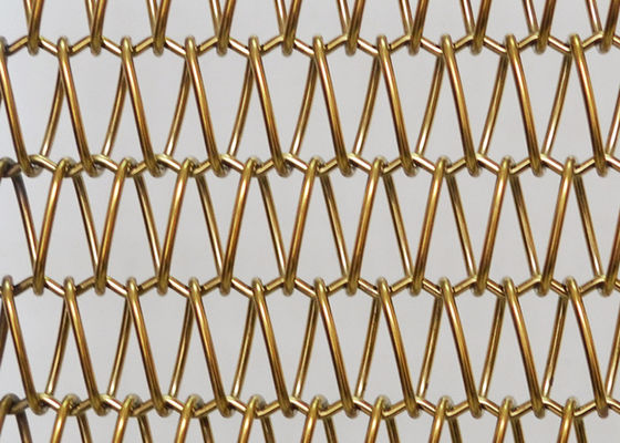 1.5m Gold Metal Mesh Conveyor Belt Anticorrosion For Exhibition Halls