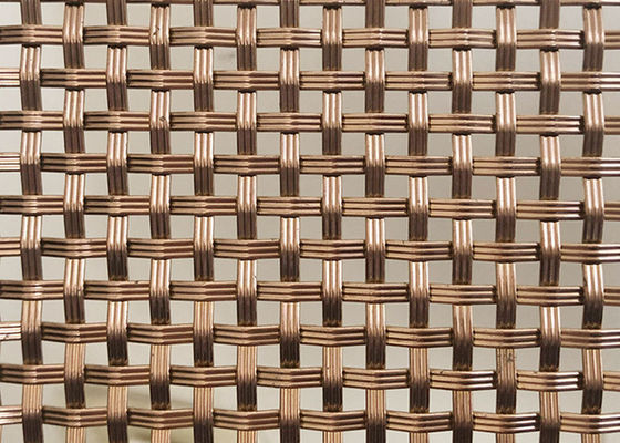 3.75mm SS316L Rose Gold Decorative Woven Wire Mesh Wall Cladding