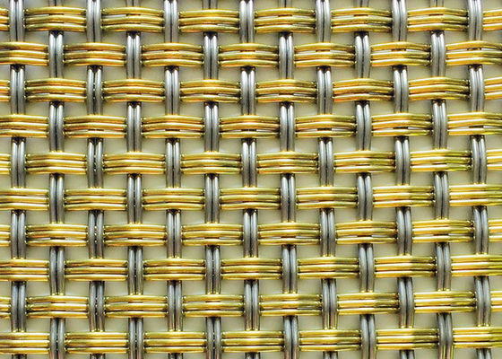 Interior Brass Crimped Decorative Woven Wire Mesh ISO9001 4m To 8m