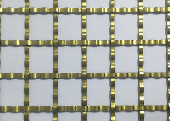 ISO9000 Square Hole Mesh Golden Crimped Metal Cabinet Mesh Antifire