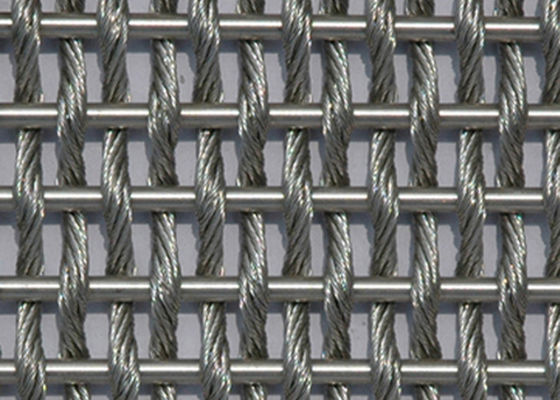 SS304 Flexible Metal Mesh Fabric Crimped Metal Screen Facade 16ft Width