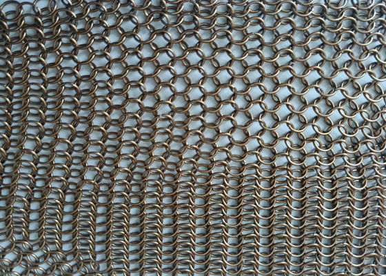 Antique Brass Chain Mail Ring Mesh Curtain Facade Architectural Decoration