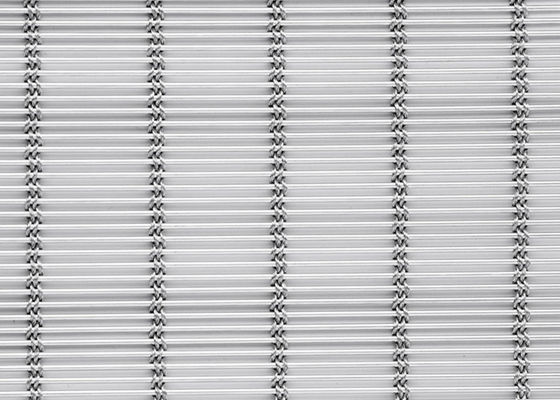 6m X 120m Stainless Steel Architectural Mesh Curtain Natural Color Woven MetalFabric Facade