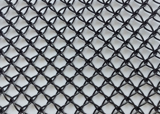 Powdered Vinyl Coated Stainless Steel Architectural Mesh Black Color Three Dimensional