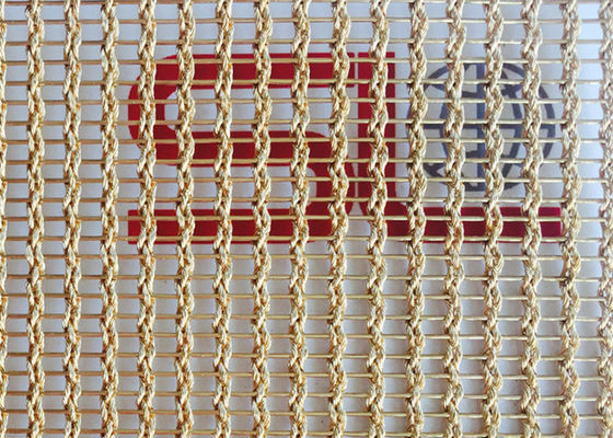 1.5mm Wire Mesh Laminated Glass Decorative Gold Color Brass