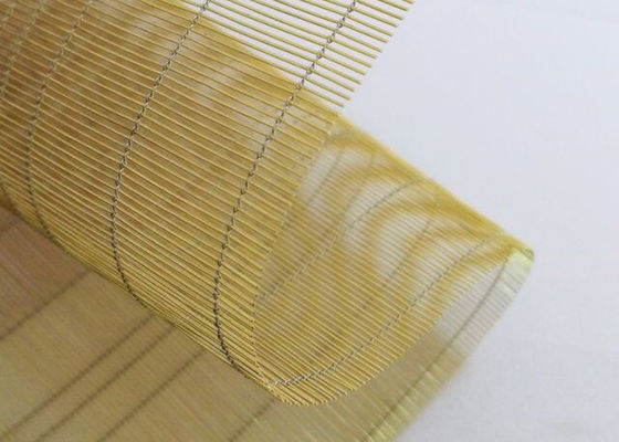 Architectural Brass Woven Wire Mesh For Laminated Glass , Gold Color