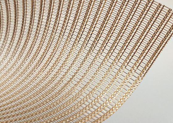 0.6mm Glass Laminated Wire Mesh Decorative Shine Bronze Copper Three Flat
