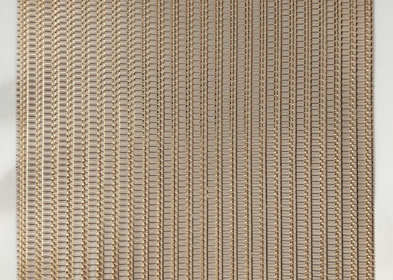 0.6mm Glass Laminated Wire Mesh Decorative Shine Bronze Copper Three Flat