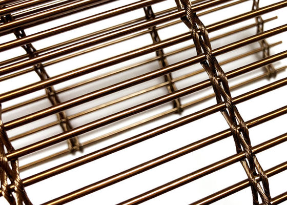 Rose Golden Flexible Cable Wire Stainless Steel Architectural Mesh For Facade