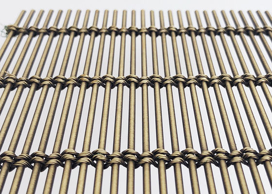Antique Brass Ss316 Architectural Woven Metal Mesh Flexible Builing Facade Wire