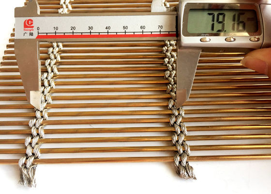 Gold Color Cable Wire Pvd Architectural Metal Mesh Screen 6m Width