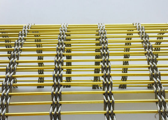 Decorative Partition 7mm Stainless Steel Architectural Mesh Gold Color Metal
