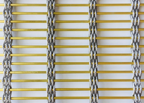 Decorative Partition 7mm Stainless Steel Architectural Mesh Gold Color Metal