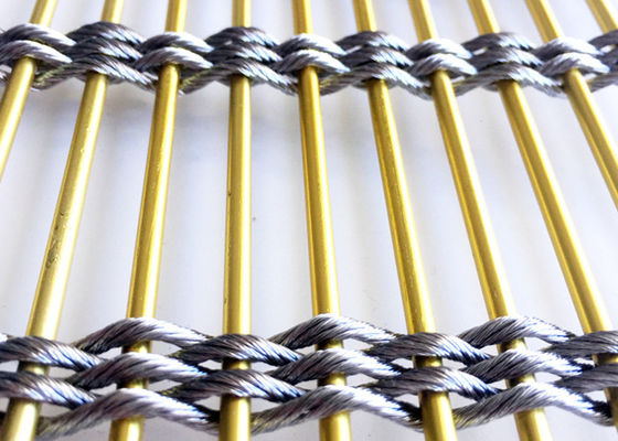Decorative Partition 7mm Stainless Steel Architectural Mesh Gold Color Metal