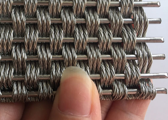 Decorative 5.5mm Architectural Steel Mesh Flexible Metal Woven For Column Covers