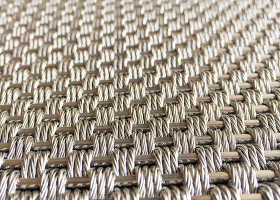 Decorative 5.5mm Architectural Steel Mesh Flexible Metal Woven For Column Covers