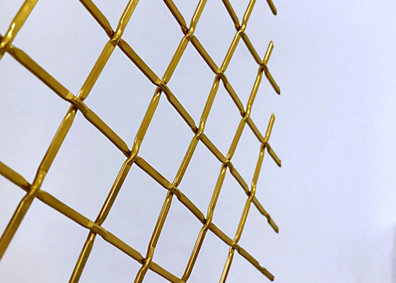 83% Gold Color Architectural Woven Metal Mesh For Stainless Steel Fabrics Cabinet