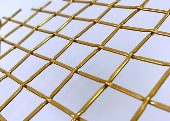 83% Gold Color Architectural Woven Metal Mesh For Stainless Steel Fabrics Cabinet