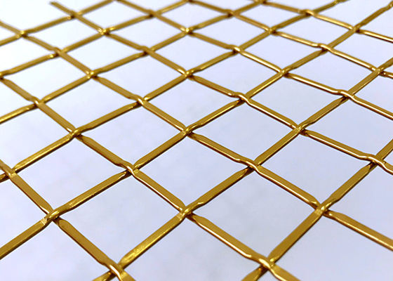 83% Gold Color Architectural Woven Metal Mesh For Stainless Steel Fabrics Cabinet