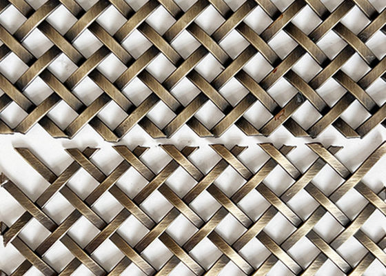 Bronze Color Antique Brass Woven Lock Crimp Wire Mesh For Wall