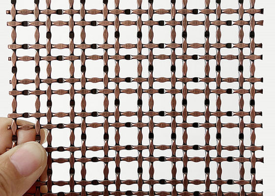 316 Stainless Steel Red Color Antique Copper Lock Crimp Wire Mesh For Ceiling