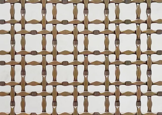AISI 316 Bronze Stainless Steel Antique Brass Lock Crimp Wire Mesh For Partitions