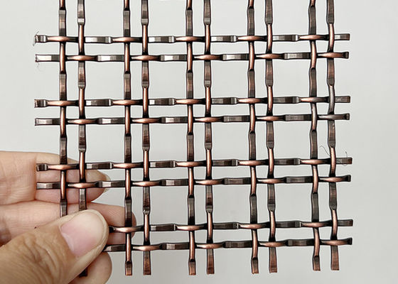Antique Copper Decorative Woven Lock Crimp Wire Mesh Grilles For Cabinet Doors