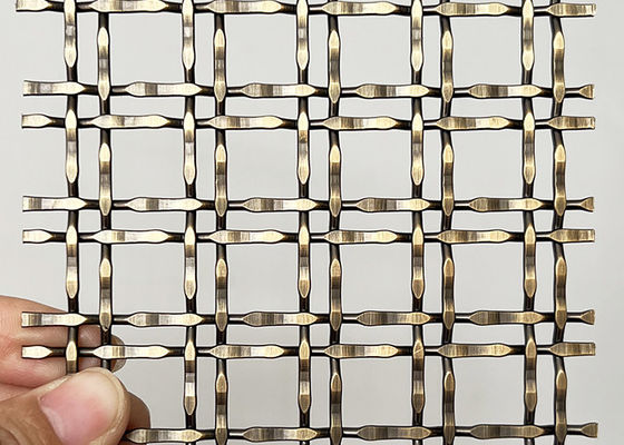 SS304 Antique Brass Decorative Lock Crimp Woven Wire For Partitions