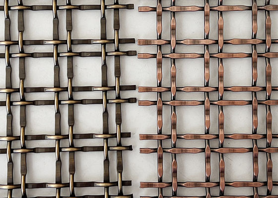 SS304 Antique Brass Decorative Lock Crimp Woven Wire For Partitions