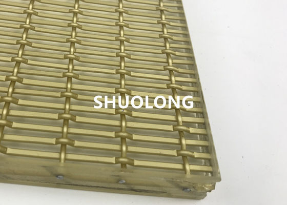 Oxidized Aluminum Glass Laminated Wire Mesh Gold Color For Sandwich Glass