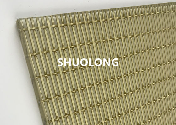Oxidized Aluminum Glass Laminated Wire Mesh Gold Color For Sandwich Glass