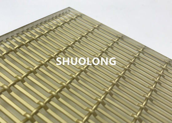 Oxidized Aluminum Glass Laminated Wire Mesh Gold Color For Sandwich Glass