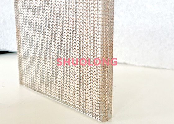 Fine Copper Laminated Glass Decorative Mesh Fabric For Architecture And Design