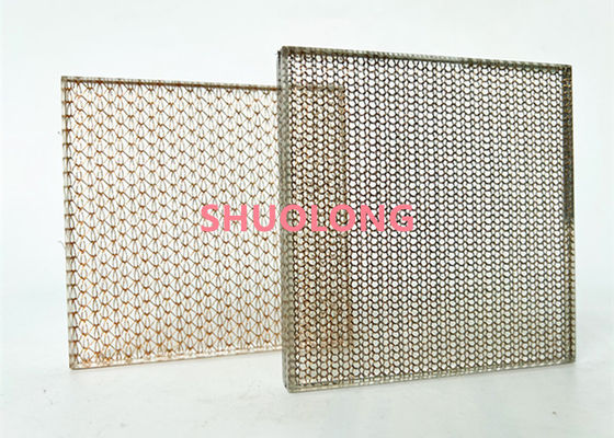 Fine Copper Laminated Glass Decorative Mesh Fabric For Architecture And Design