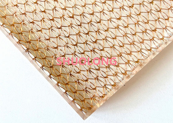 Bronze Glass Laminated Wire Mesh Copper Weave Metal Fabric For Interior Designing