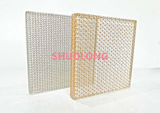 Bronze Glass Laminated Wire Mesh Copper Weave Metal Fabric For Interior Designing