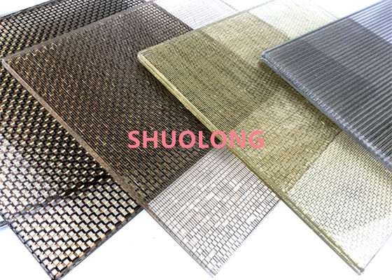 Black Color Glass Laminated Wire Mesh Flexible For Partition