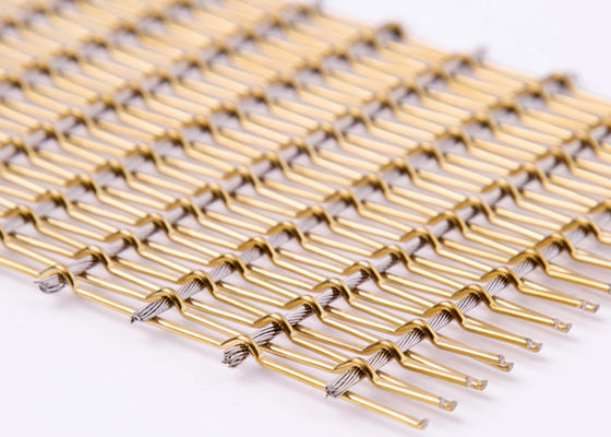 Stainless Steel Flexible Metal Mesh Fabric Bronze Color For Partitions