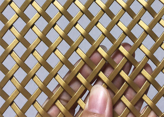 Light Brass Color Decorative Architectural Woven Mesh For Hall Screen Parition