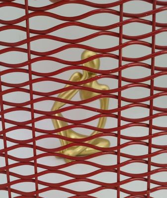 Iso9001 Architectural Woven Metal Mesh Red Decorative For Room Divider