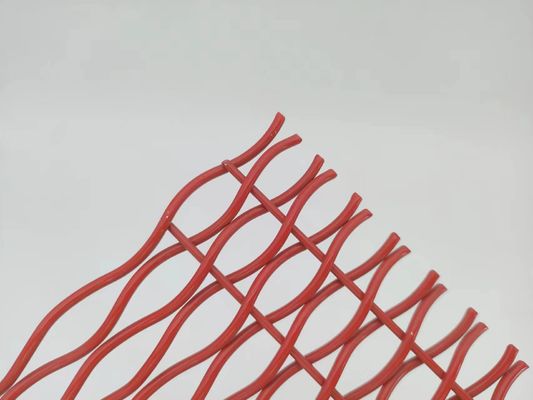 Iso9001 Architectural Woven Metal Mesh Red Decorative For Room Divider
