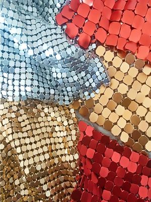 Chainmail Metal Mesh Curtain Silver Sequins SGS Cloth Material Plain Weave