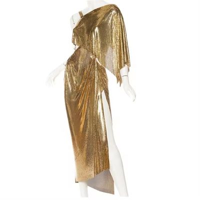 Flexible Aluminum Metal Sequin Mesh Metallic Cloth Chain Mail Curtain Fabric