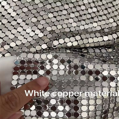 Aluminum Alloy Shimmer Metallic Sequin Chain Link Fabric For Curtain Metal Mesh Fabric